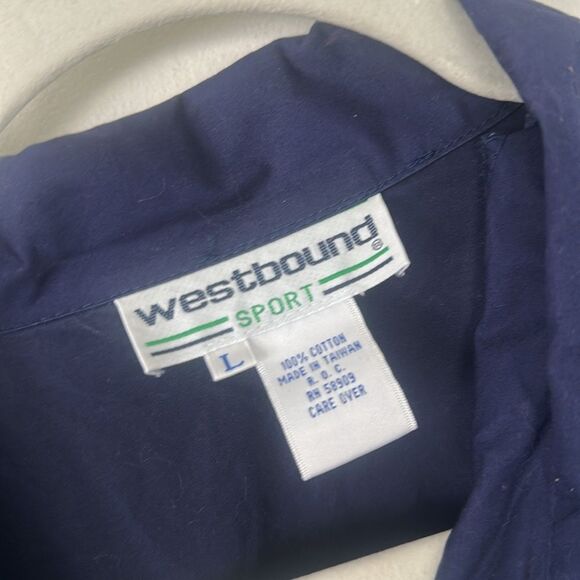 Westbound Cotton Vintage Blue Nautical Pullover Jacket L - Picture 6 of 6